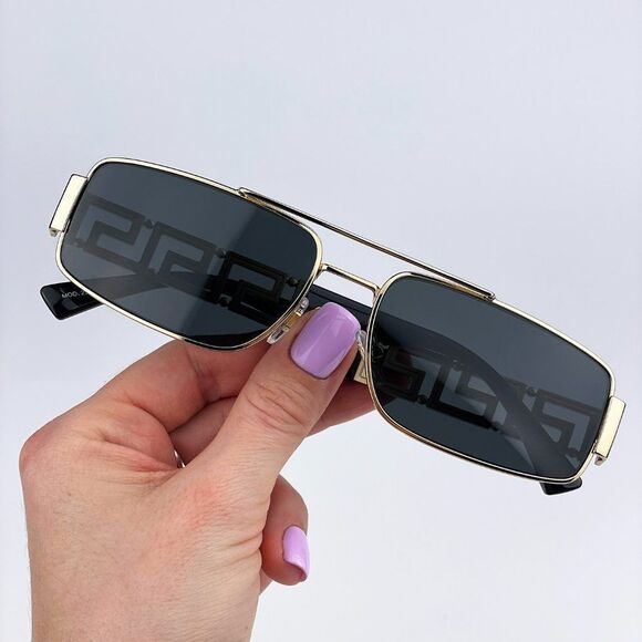 Versace VE2257 100287 Sunglasses Gold Dark Grey Metal Pilot Unisex - Picture 8 of 14